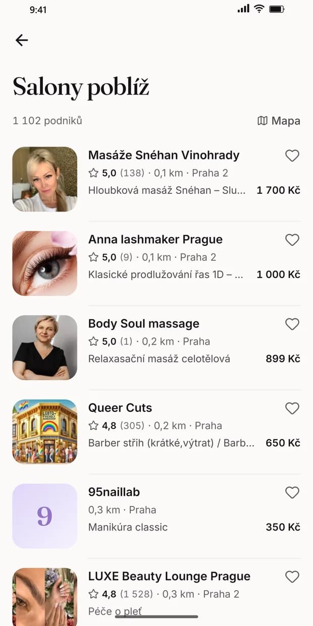 Salony poblíž v aplikaci Mixart