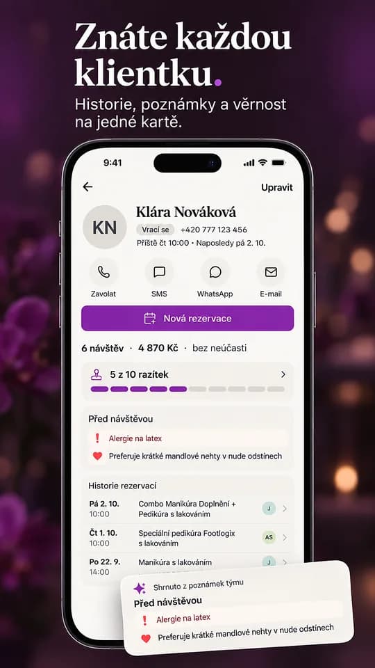 Znáte každou klientku — karta klientky s historií